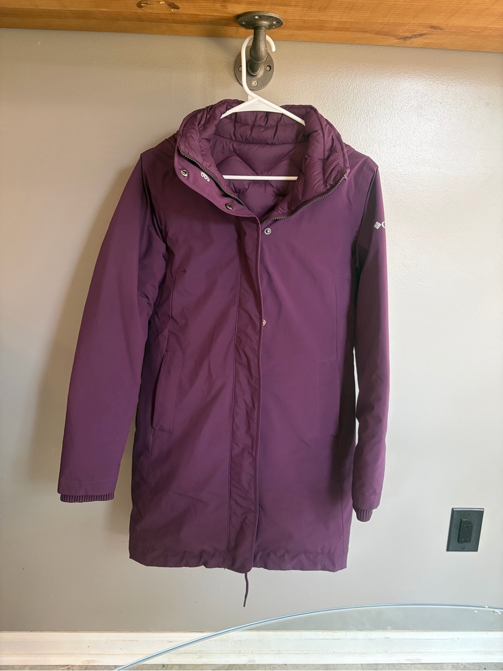 Women's Long Quilted Winter Coat - Purple- reversible